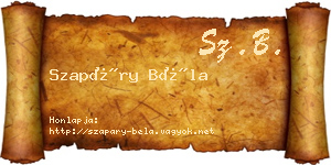 Szapáry Béla névjegykártya