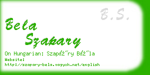 bela szapary business card